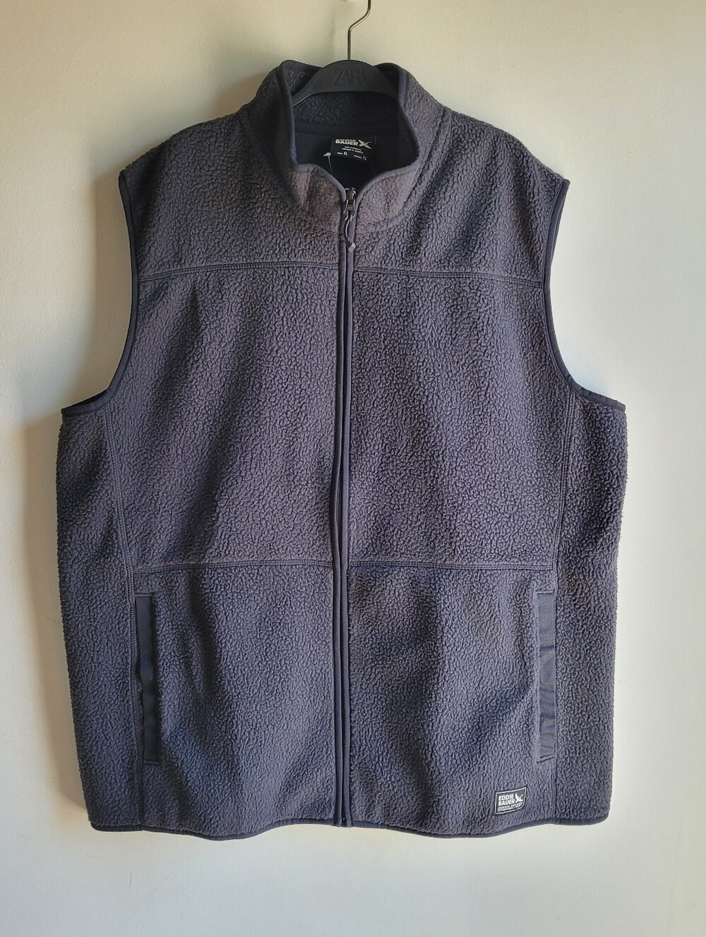 NWT Eddie Bauer Men's Dark Gray Sherpa Fleece Vest - Full Zip XL